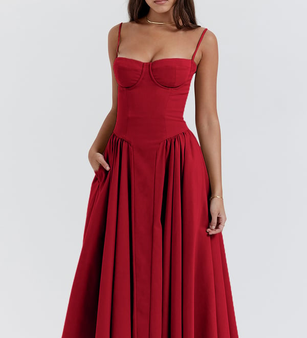 Sigrid | Vestido bustier sem mangas comprimento midi