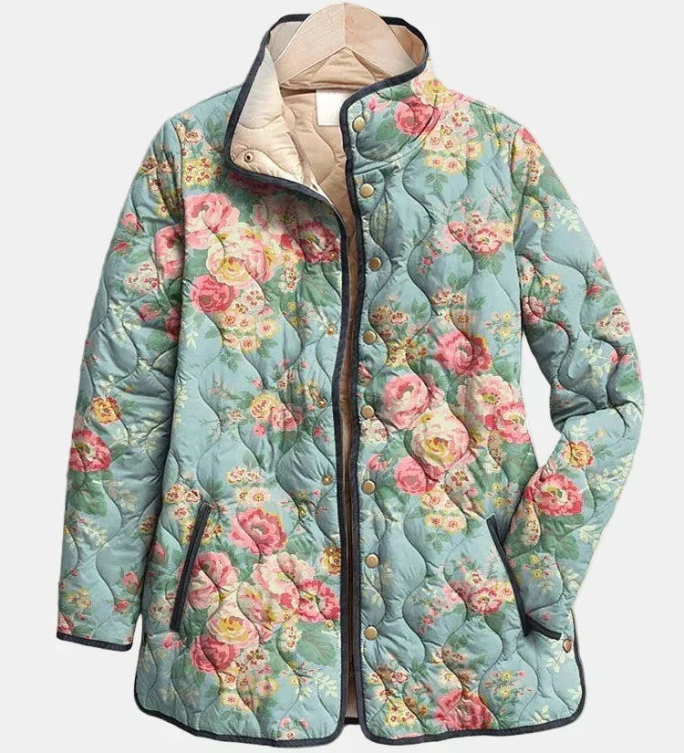 Casaco Acolchoado Rosas Céladon Mathilde