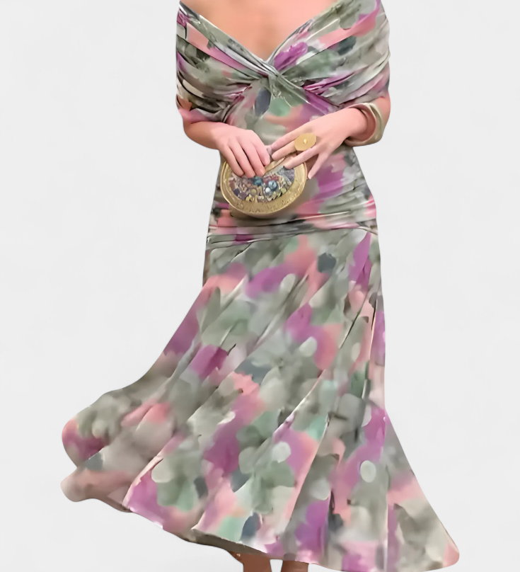 Alondra | Vestido Floral Longo com Decote em V