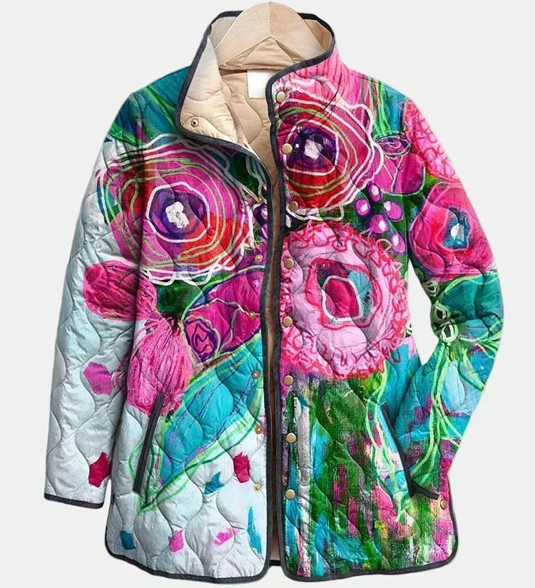 Casaco Acolchoado Aquarela Floral Lucie