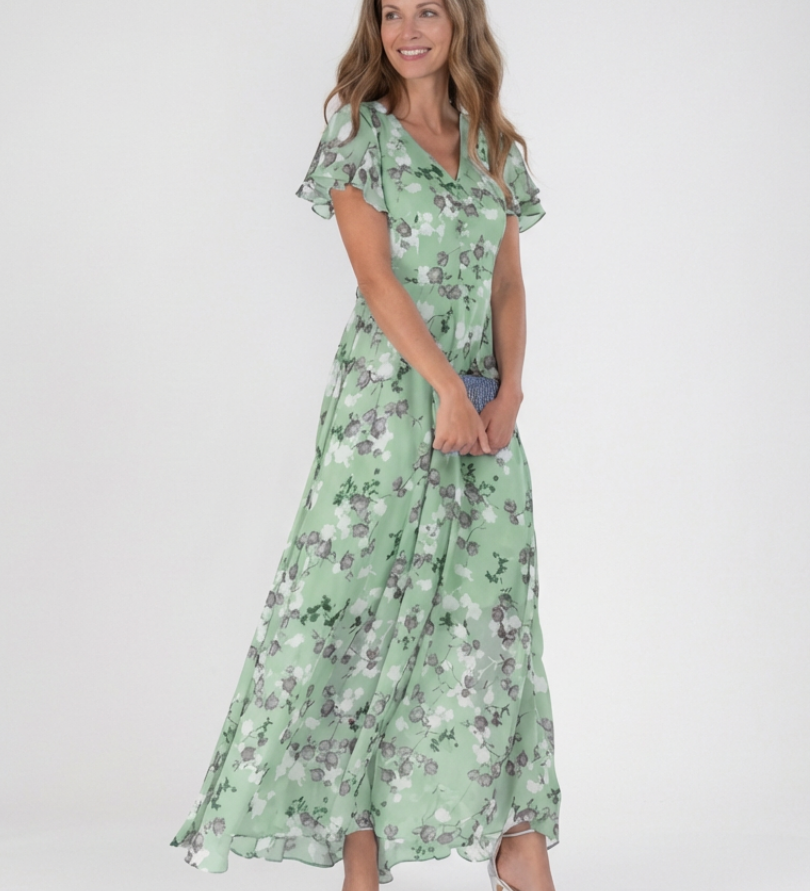 Noémie | Vestido Maxi em Chiffon Floral