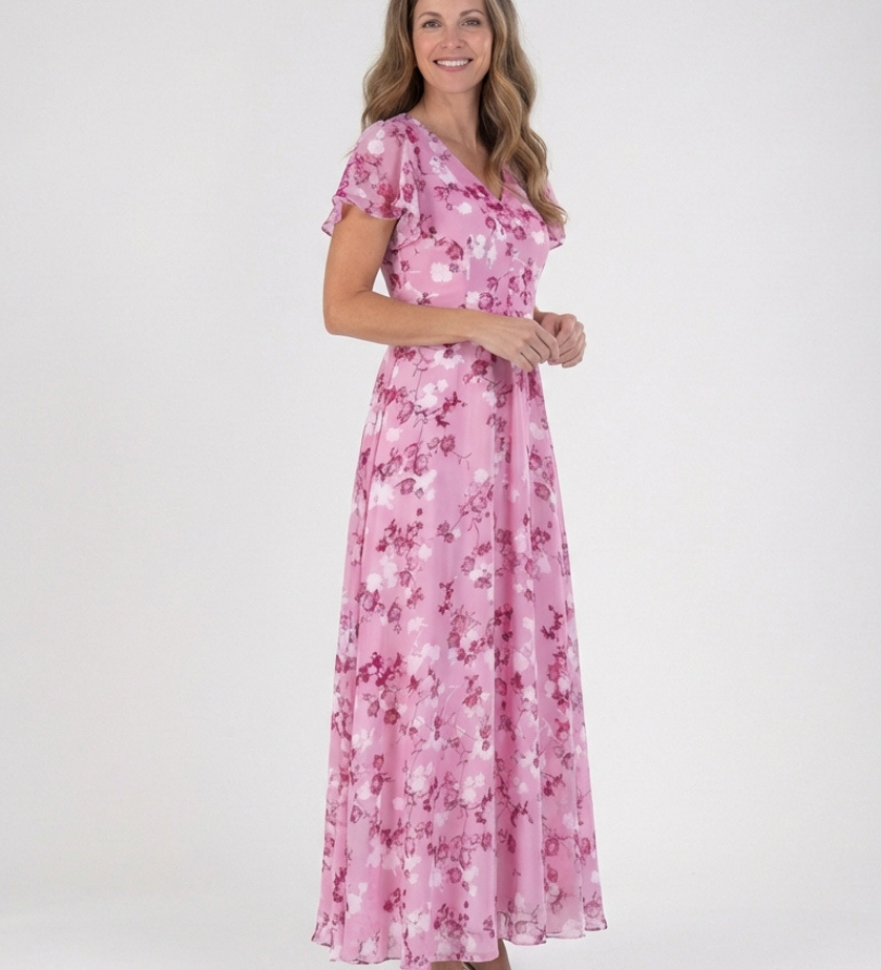 Noémie | Vestido Maxi em Chiffon Floral