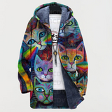 Teresa - Cardigan  com gato em arco-íris