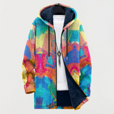 Joana - Cardigan com padrão artístico colorido