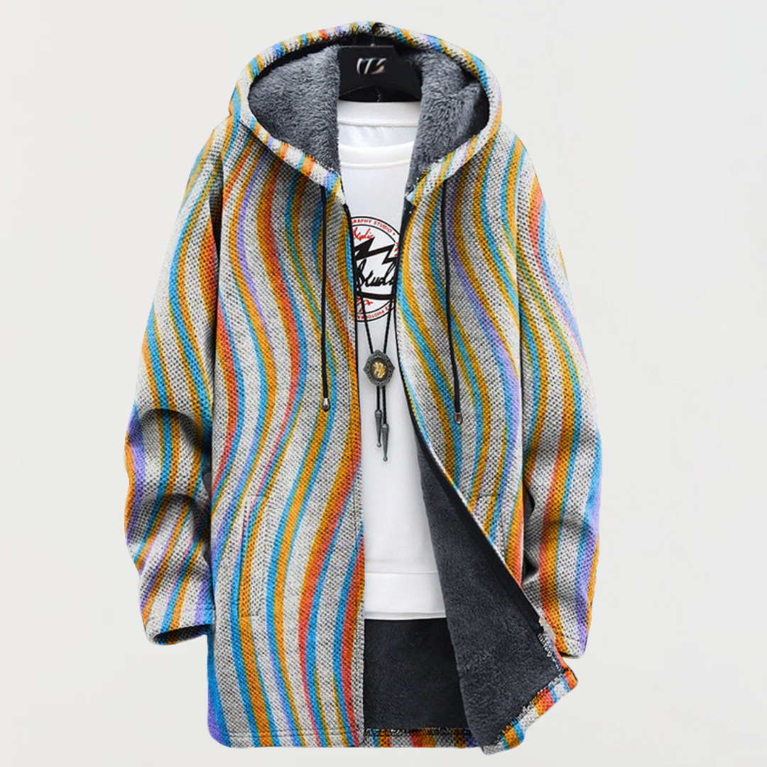Catarina - Cardigan com riscas onduladas