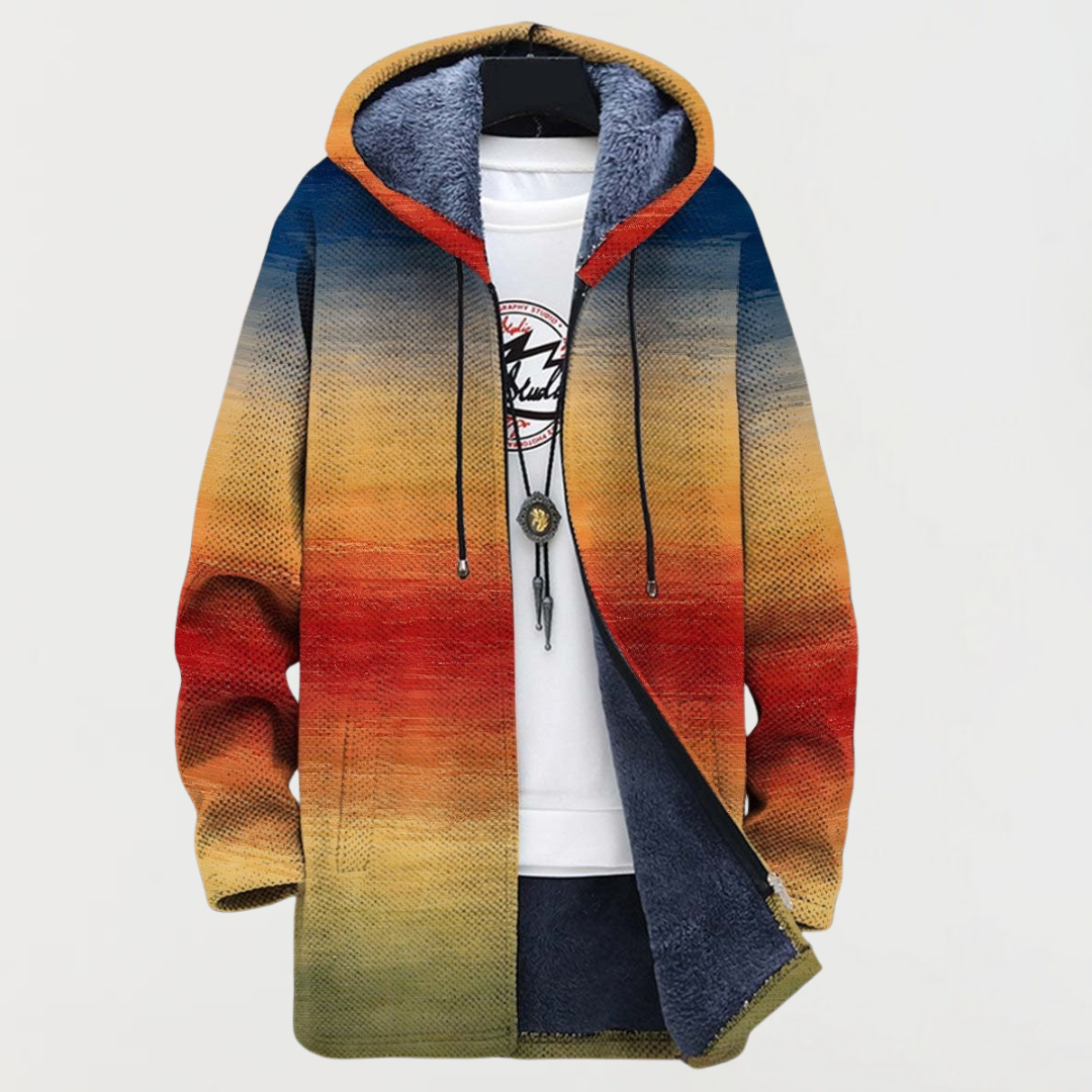 Margarida - Cardigan com padrão degradê de pôr do sol