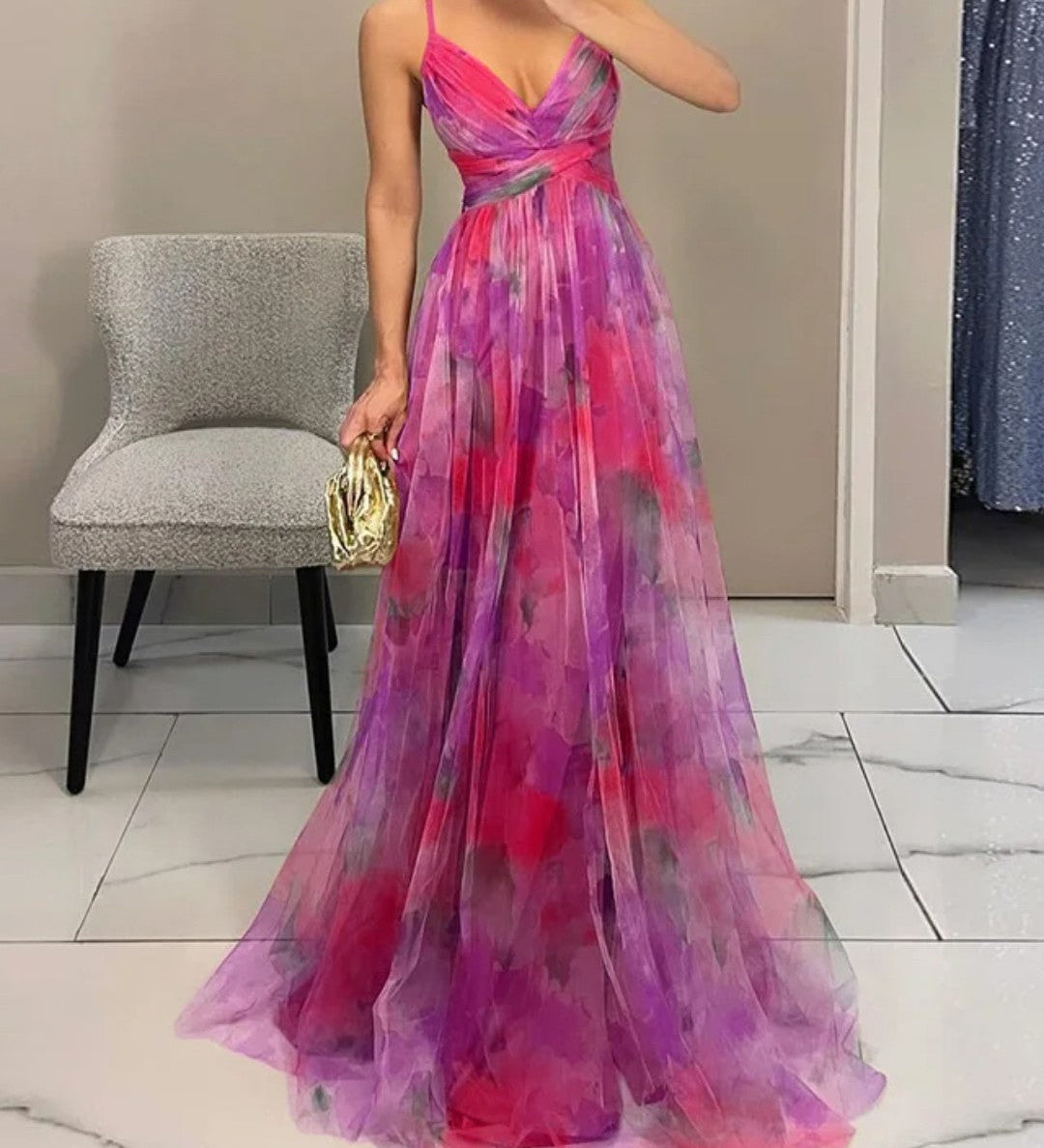 Giselle | Vestido maxi encantado com padrão floral