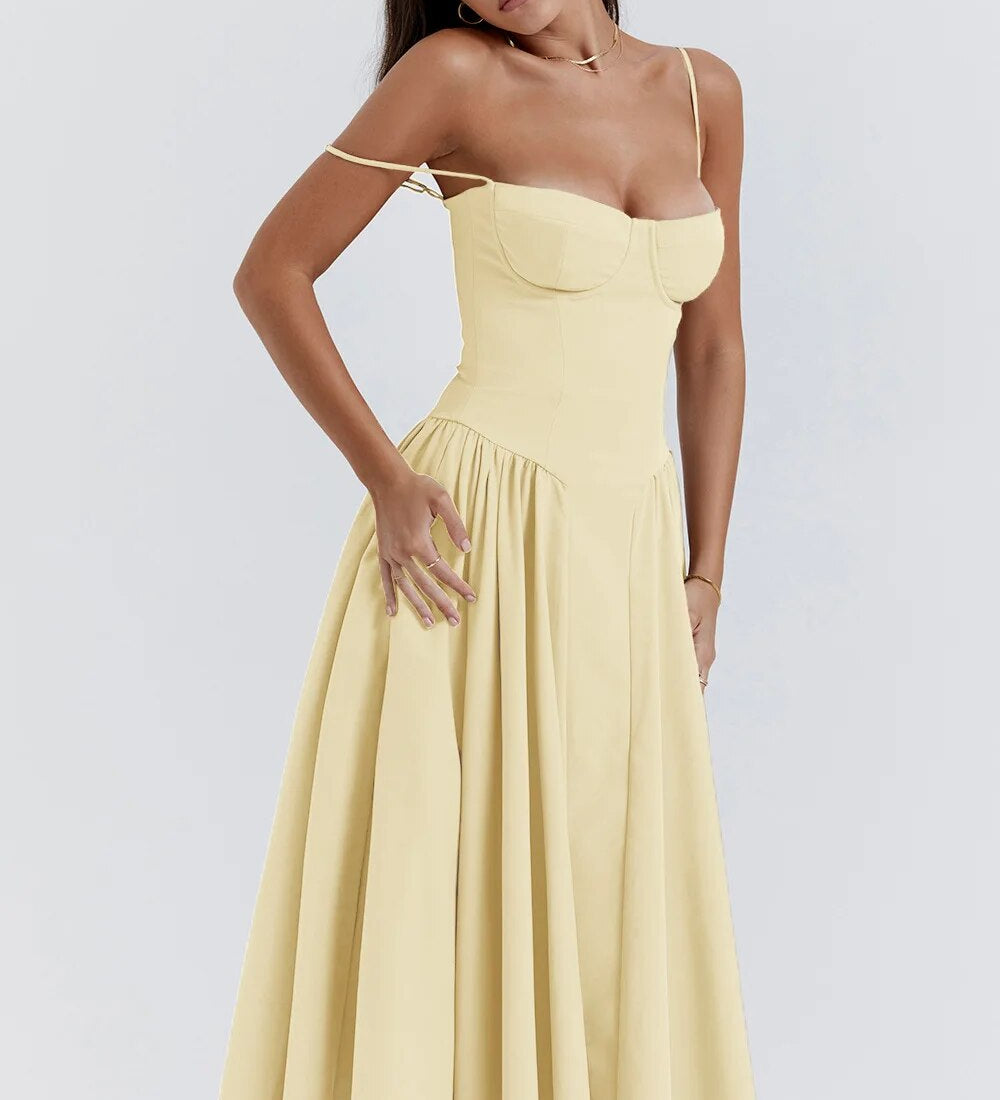 Sigrid | Vestido bustier sem mangas comprimento midi