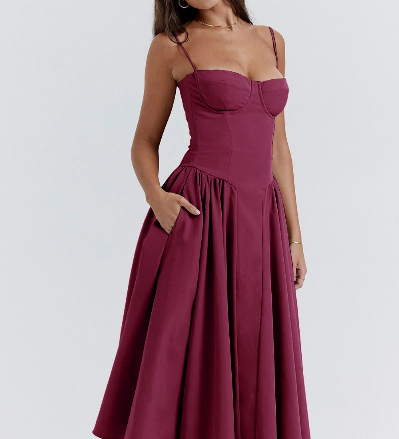 Sigrid | Vestido bustier sem mangas comprimento midi