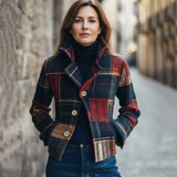 Maura | Casaco quente de xadrez vintage, um estilo intemporal