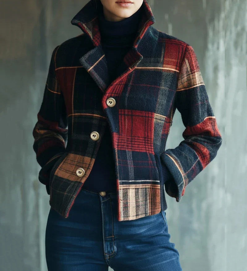 Maura | Casaco quente de xadrez vintage, um estilo intemporal
