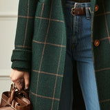 Florencia | Casaco retrô de tweed xadrez com lapelas